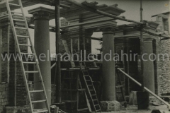 Manlleu. 21 de juny de 1942. fase de reconstruccio de l'esglesia parroquial.