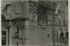 Manlleu. 11 de setembre de 1943. fase de reconstruccio de l'esglesia parroquial.